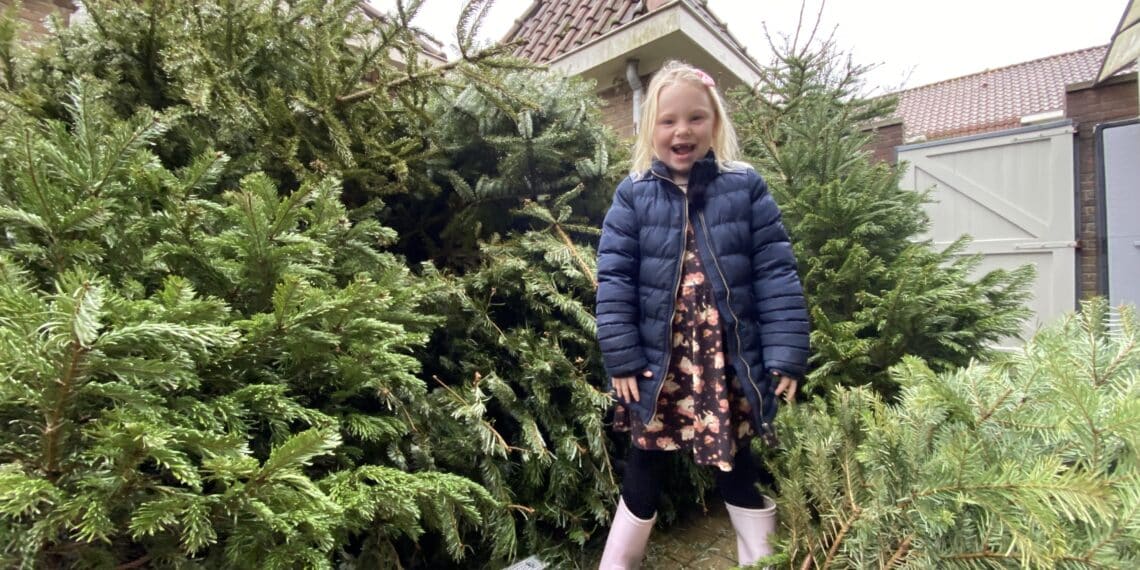 Inzamelkonining Chayenna (6) levert weer tientallen kerstbomen in bij inzamelpunt